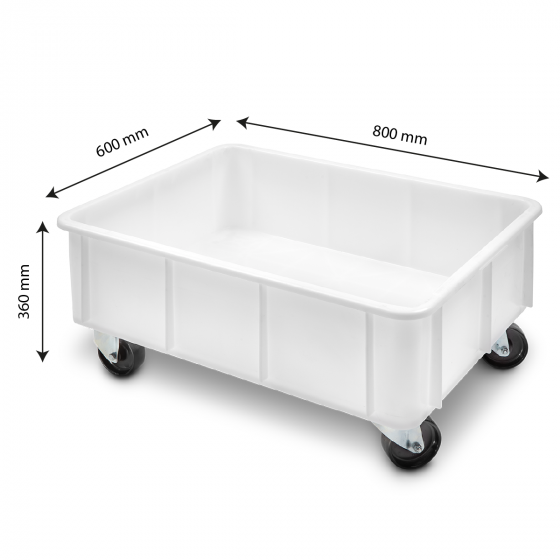 Reinforced large volume stacking container - 4 wheels