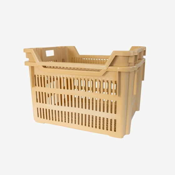 Stackable perforated pastry case 620 x 500 x 155 mm - 33 L - beige
