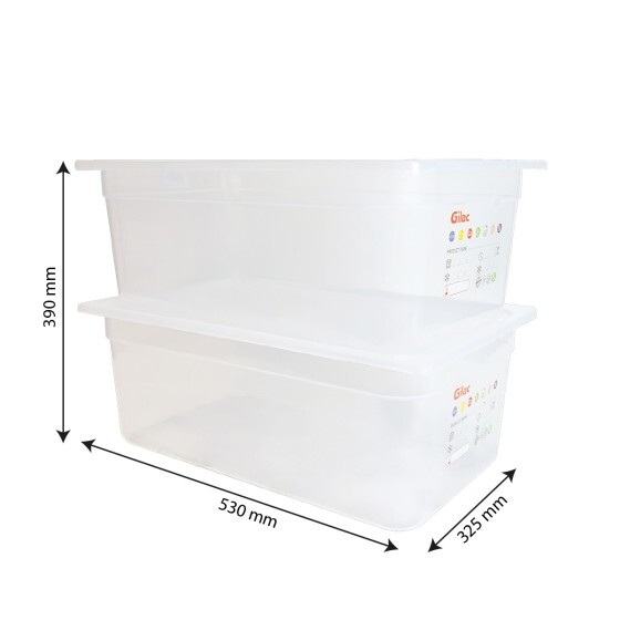 Gastronorm container + lid - GN1/1 HACCP - 200 mm - 26 L - Set of 2