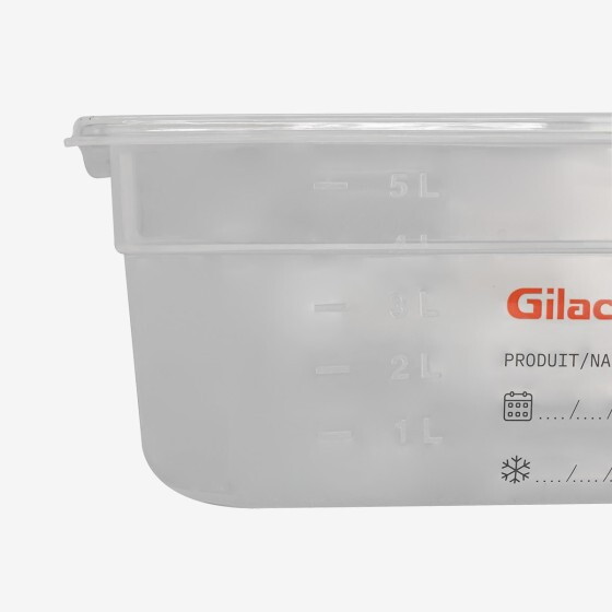 Bac gastronorme GN1/2 HACCP + couvercle - 100 mm - 6 L - Lot de 2