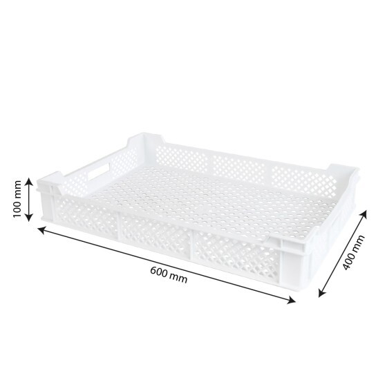 Caisse finement ajourée échancrée avec poignées 600 x 400 mm - 18 L et 45 L - blanc