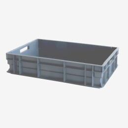 Reinforced tray with stackable handles 600 x 400 x 120 mm - 23 L - grey