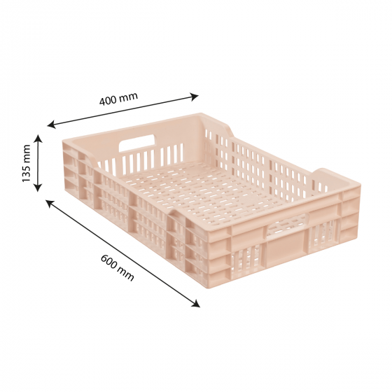 Caisse ajourée avec poignées empilable 600 X 400 25 L - rose