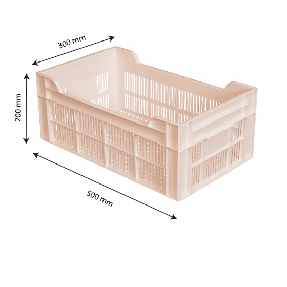 Caisse ajourée sans poignée empilable 500 X 300 20 L - rose