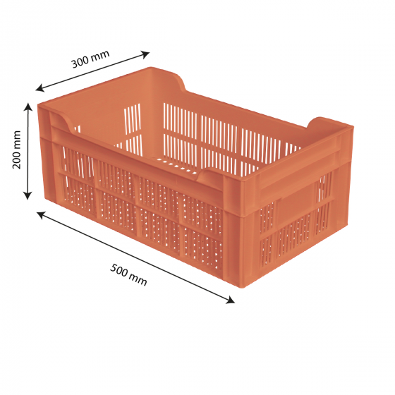 500 x 300 cm perforated crate - 20 L - terracotta