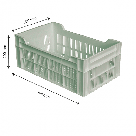 Caisse ajourée sans poignée empilable 500 X 300 20 L - vert amande