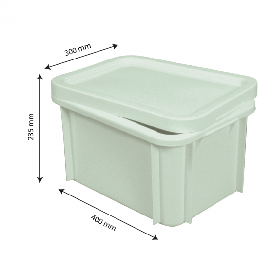 40 x 30 storage container with lid - 15 L - Light green