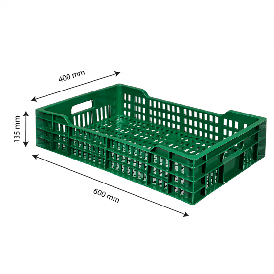 Perforated crate 600 x 400 in recycled PEHD