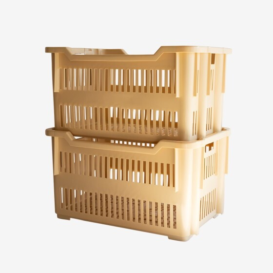 Stackable perforated pastry case 565 x 380 x 320 mm - 43 L - beige