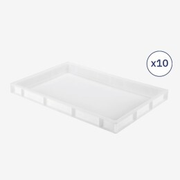 Lot 10 bacs à pâtons 600 x 400 x 55 mm 9 L - blanc