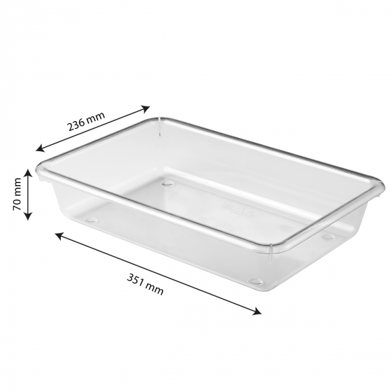 Flat tray in ABS - clear