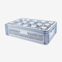 Caisse de transport pour verres 107 mm de diamètre - 15 verres - 4 formats