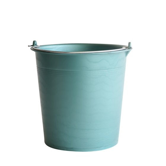 Round bucket with steel handle - 11 L - green