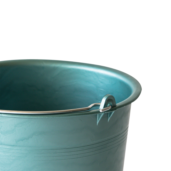 Round bucket with steel handle - 11 L - green