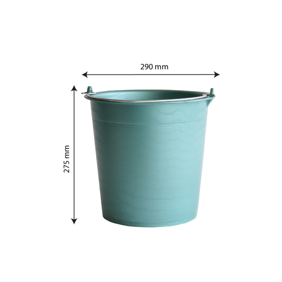 Round bucket with steel handle - 11 L - green