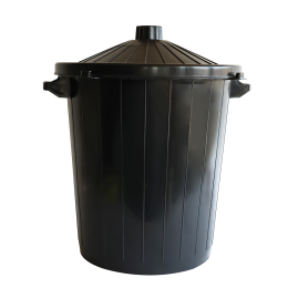 Eco-sustainable round bin with lockable lid - 50 L and 80 L - black