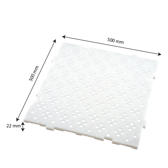 Lot de 4x caillebotis HACCP 50 x 50 cm, épaisseur 22 mm - 1m² - blanc