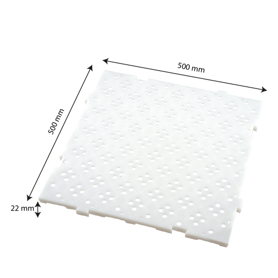 Lot de 4x caillebotis HACCP 50 x 50 cm, épaisseur 2,2cm - 1m² - blanc