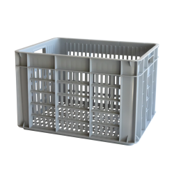 Stackable perforated crate with handles 500 x 400 x 330 mm - 48 L - grey