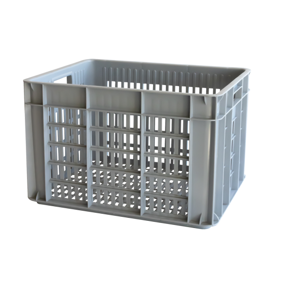 Stackable perforated crate with handles 500 x 400 x 330 mm - 48 L - grey