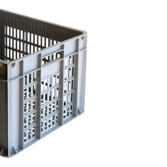 Stackable perforated crate with handles 500 x 400 x 330 mm - 48 L - grey