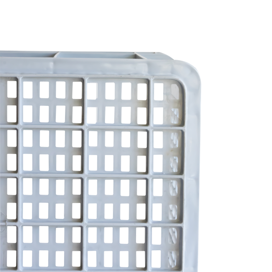 Stackable perforated crate with handles 500 x 400 x 330 mm - 48 L - grey