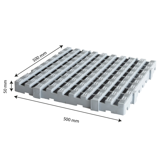 Flexible duckboard 50 x 50 cm, 50 mm thick - grey