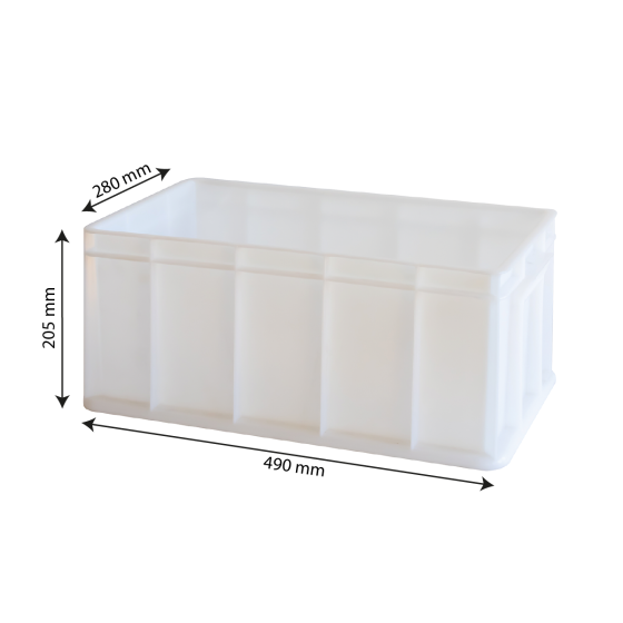 Bac renforcé empilable 490 x 280 x 205 mm - 20 L - blanc