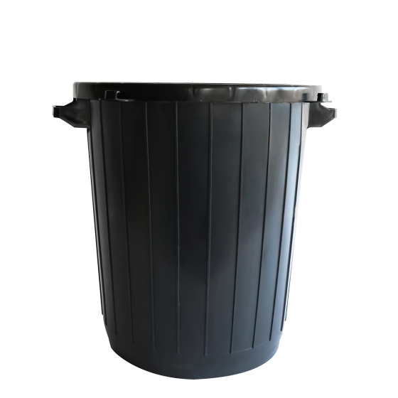 Round eco-sustainable bin - 80 L - black