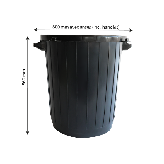 Round eco-sustainable bin - 80 L - black