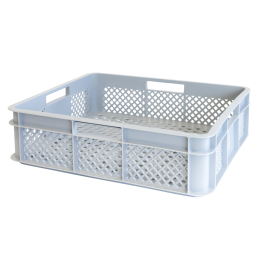 Perforated reinforced crate with stackable handles 400 x 350 mm - 11 L and 18 L - grey