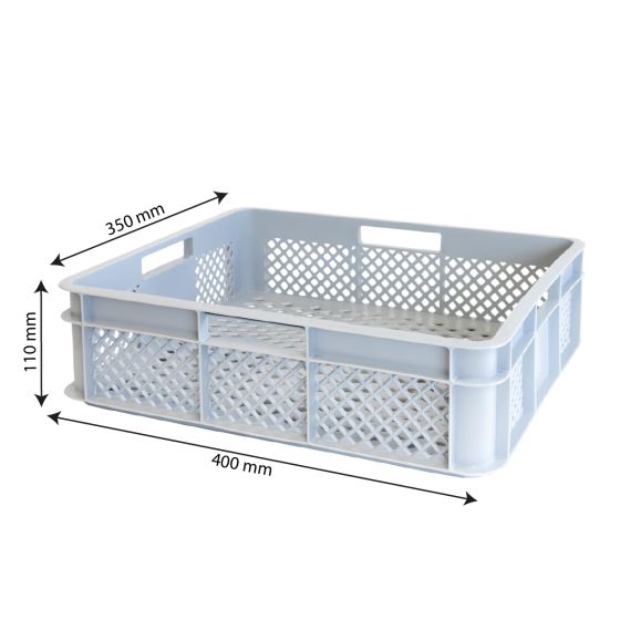 Caisse renforcée ajourée avec poignées empilable 400 x 350 mm - 11 L et 18 L - gris