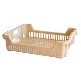 Caisse à viennoiseries ajourée empilable emboîtable 620 x 500 x 155 mm - 33 L - beige