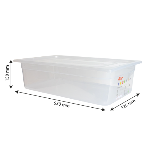 Bac gastronorme GN1/1 HACCP + couvercle - 150 mm - 20 L - Lot de 2