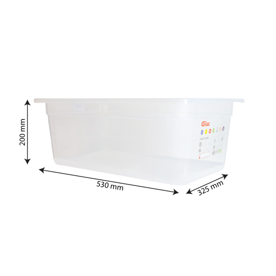 Bac gastronorme GN1/1 HACCP + couvercle - 200 mm - 26 L - Lot de 2