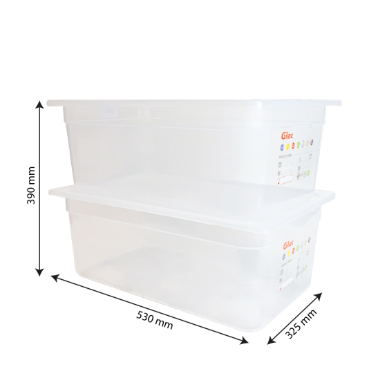 Gastronorm container + lid - GN1/1 HACCP - 200 mm - 26 L - Set of 2