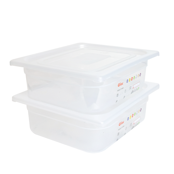 Bac gastronorme GN1/2 HACCP + couvercle - 100 mm - 6 L - Lot de 2