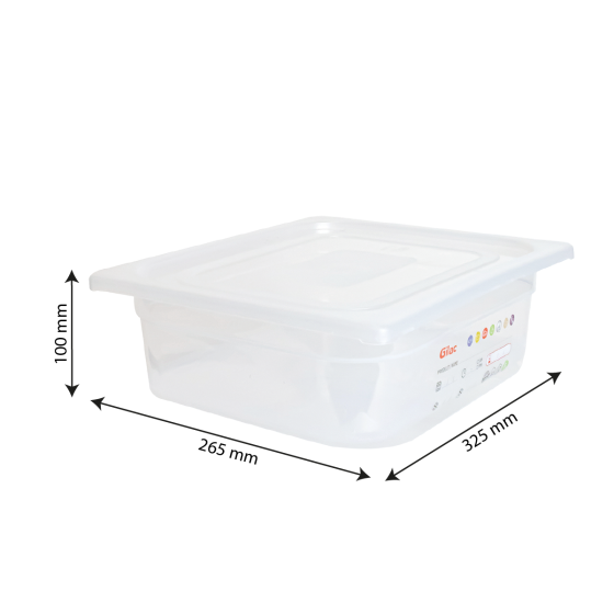 Bac gastronorme GN1/2 HACCP + couvercle - 100 mm - 6 L - Lot de 2