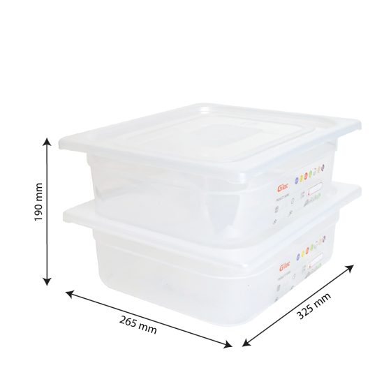 Gastronorm container + lid - GN1/2 HACCP - 100 mm - 6 L - Set of 2