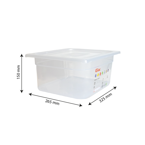 Bac gastronorme GN1/2 HACCP + couvercle - 150 mm - 9 L - Lot de 2