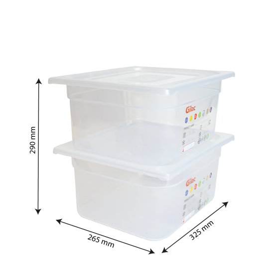 Bac gastronorme GN1/2 HACCP + couvercle - 150 mm - 9 L - Lot de 2