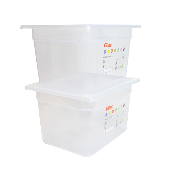 Bac gastronorme GN1/2 HACCP + couvercle - 200 mm - 12 L - Lot de 2