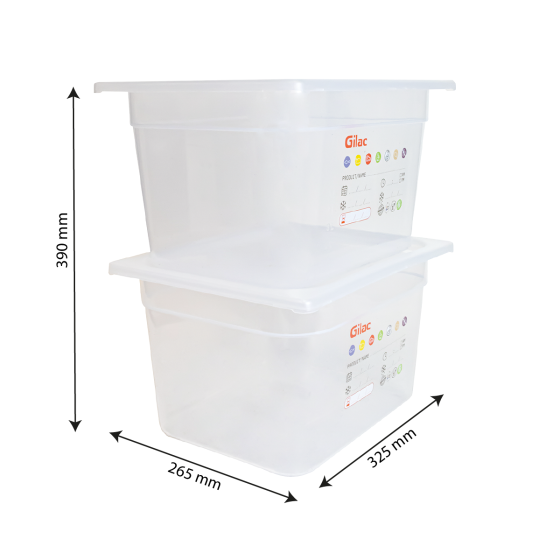 Gastronorm container + lid - GN1/2 HACCP - 200 mm - 12 L - Set of 2