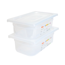 Bac gastronorme GN1/3 HACCP + couvercle - 100 mm - 3,8 L - Lot de 2