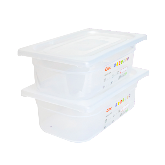 Bac gastronorme GN1/3 HACCP + couvercle - 100 mm - 3,8 L - Lot de 2