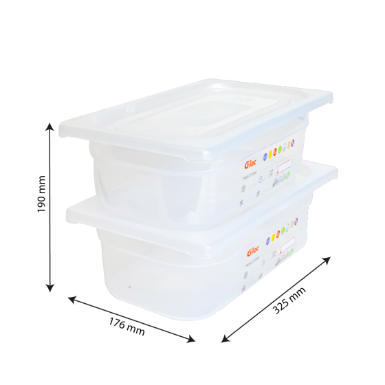 Gastronorm container + lid - GN1/3 HACCP - 100 mm - 3,8 L - Set of 2