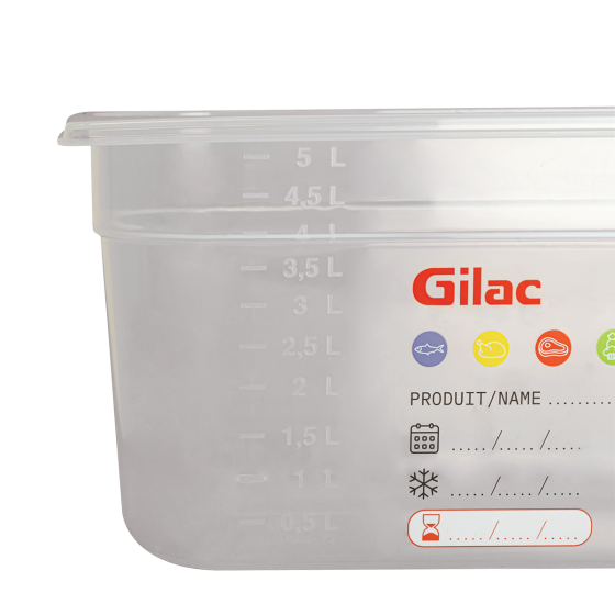 Bac gastronorme GN1/3 HACCP + couvercle - 150 mm - 5,5 L - Lot de 2