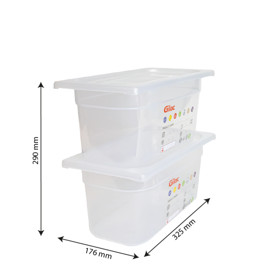 Gastronorm container + lid - GN1/3 HACCP - 150 mm - 5,5 L - Set of 2