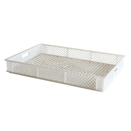 Finely perforated crate with handles 600 x 400 mm - 14 L and 22 L - white