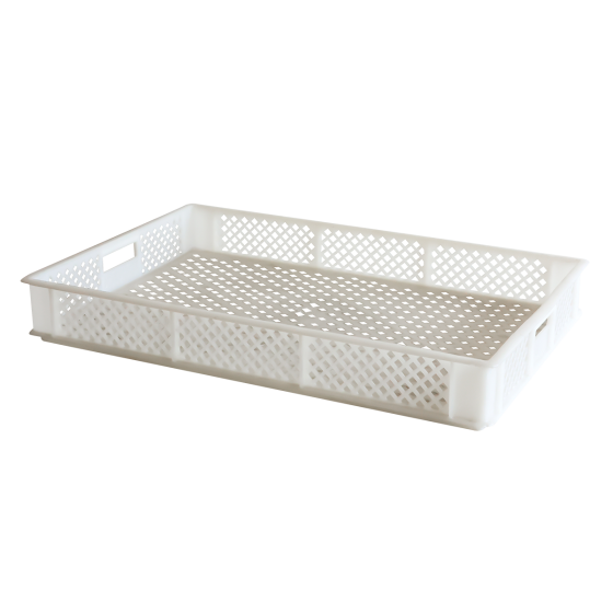 Finely perforated crate with handles 600 x 400 mm - 14 L and 22 L - white